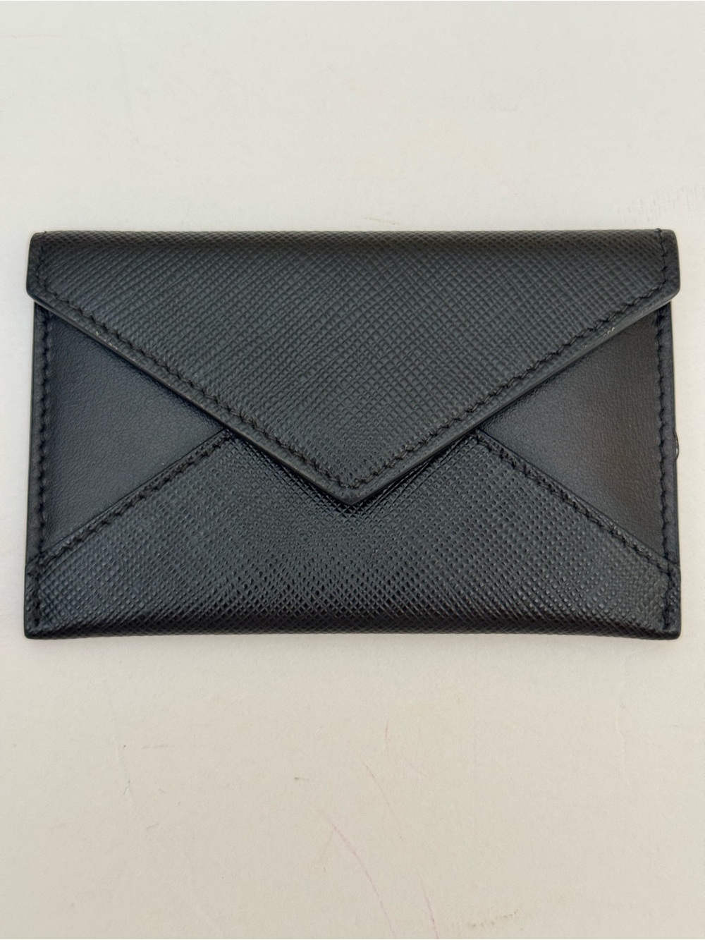 PRADA Black Saffiano Leather Envelope Card Case